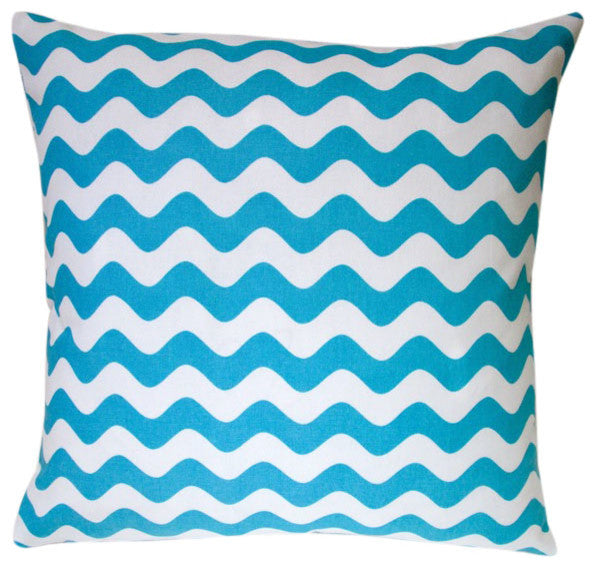 Kids Indoor Wave Canvas In Hot Pink Or Aqua 20x20 Throw Pillow