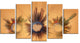 "Miniature Earth Planets With Skyscrapers" Abstract Wall Art, 60"x32", 5-Panels