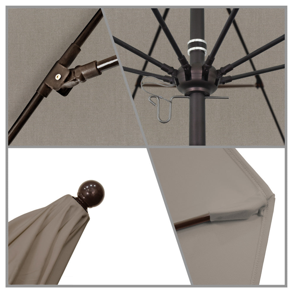 7.5' Fiberglass Umbrella Bronze, Sunbrella, Taupe