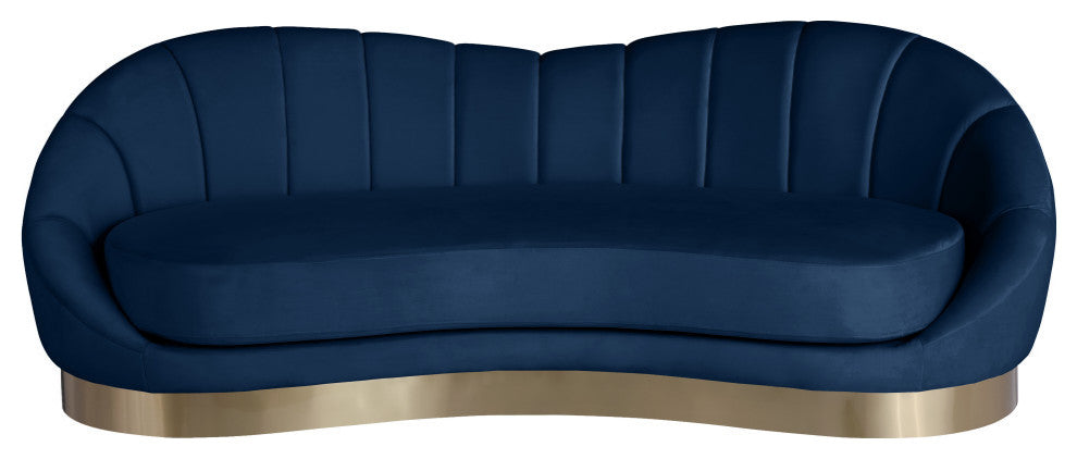 Shelly Velvet Upholstered Sofa, Navy