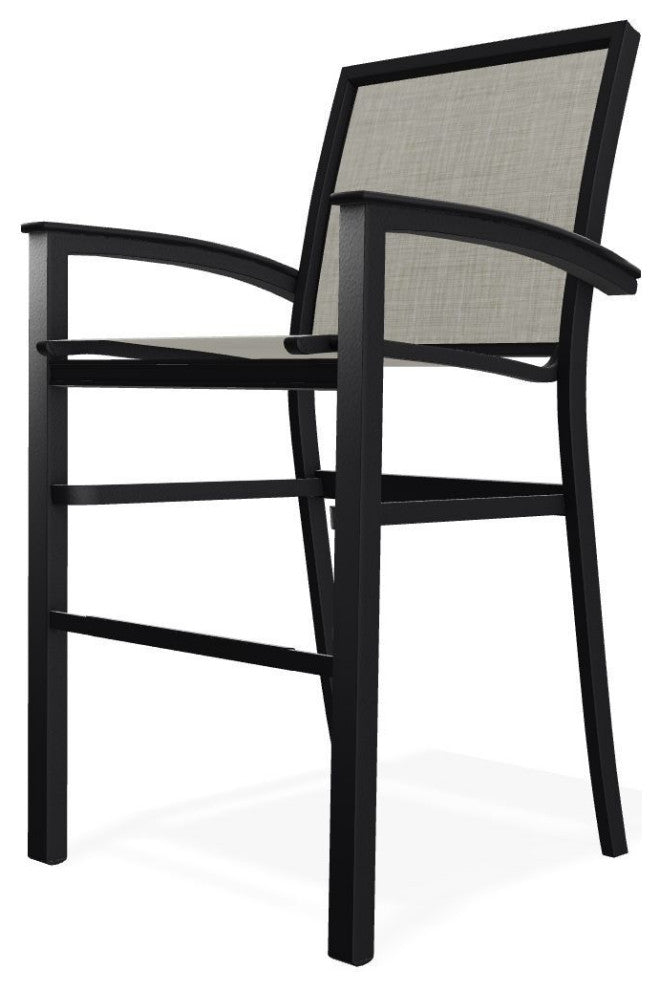 Bazza Sling Bar Height Stackable Outdoor Stool, Ella/Black