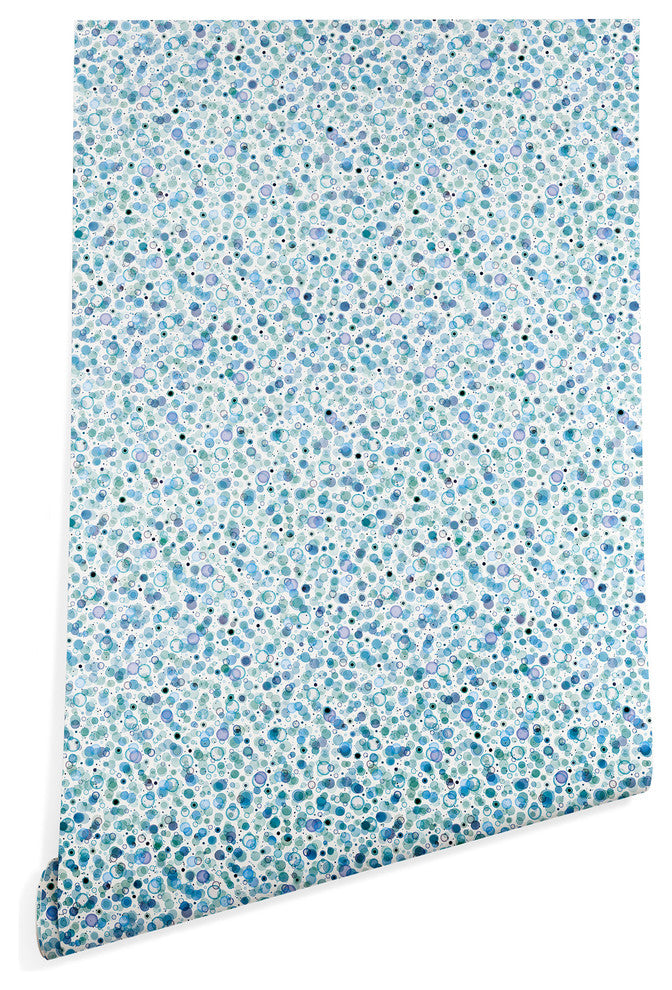 Deny Designs Ninola Design Baby Bubbles Blue Circles Wallpaper, Blue, 2'x4'