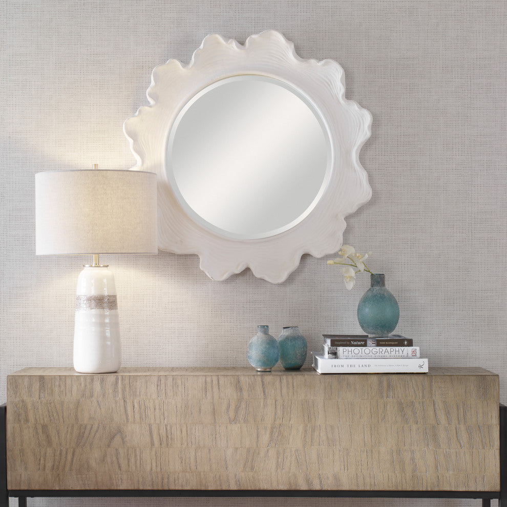Uttermost 09796 Sea Coral White Round Mirror