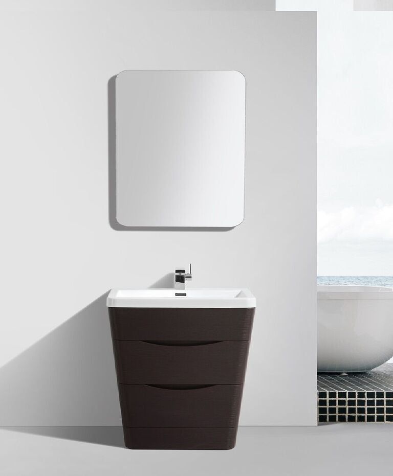 Eviva Victoria 32 Chestnut Modern Bathroom Vanity White Integrated Acrylic Sink