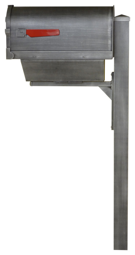Savannah Mailbox With Newspaper Tube and Wellington Post, Swedish Silver