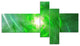 Light Green Fractal Whirlpool, Abstract Wall Art Canvas, 60"x32", 5 panels