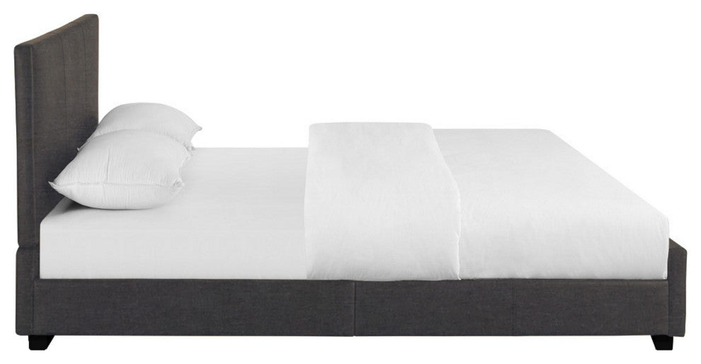 Grey Upholstered Queen Platform Bed