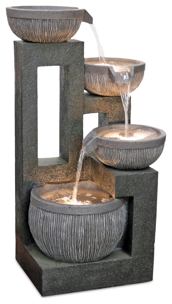 Stone Cascading Bowl Fountain 32.5"H