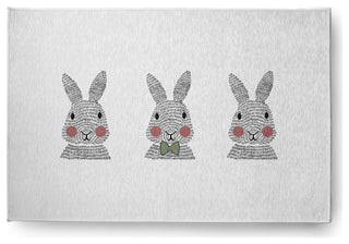 4' x 6' Bunny Triplets Easter Chenille Indoor/Outdoor Rug