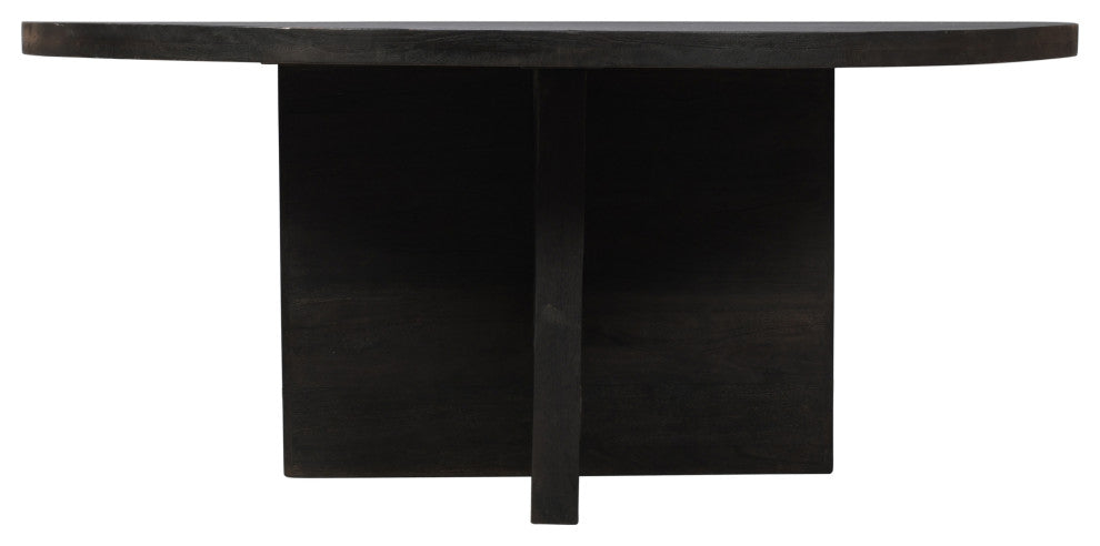 Fernious 60" Round Dining Table, Dark Gray Finish on Mango Solid Wood