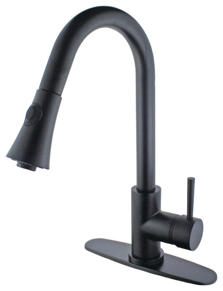 Gourmetier Single-Handle Pull-Down Kitchen Faucet, Matte Black