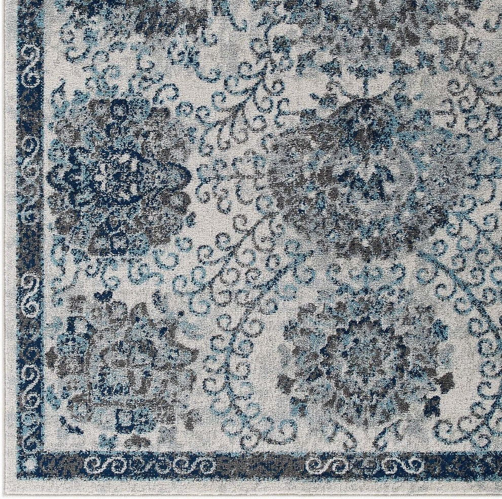 Entourage Kensie Distressed Vintage Floral Moroccan Trellis 8x10 Area Rug