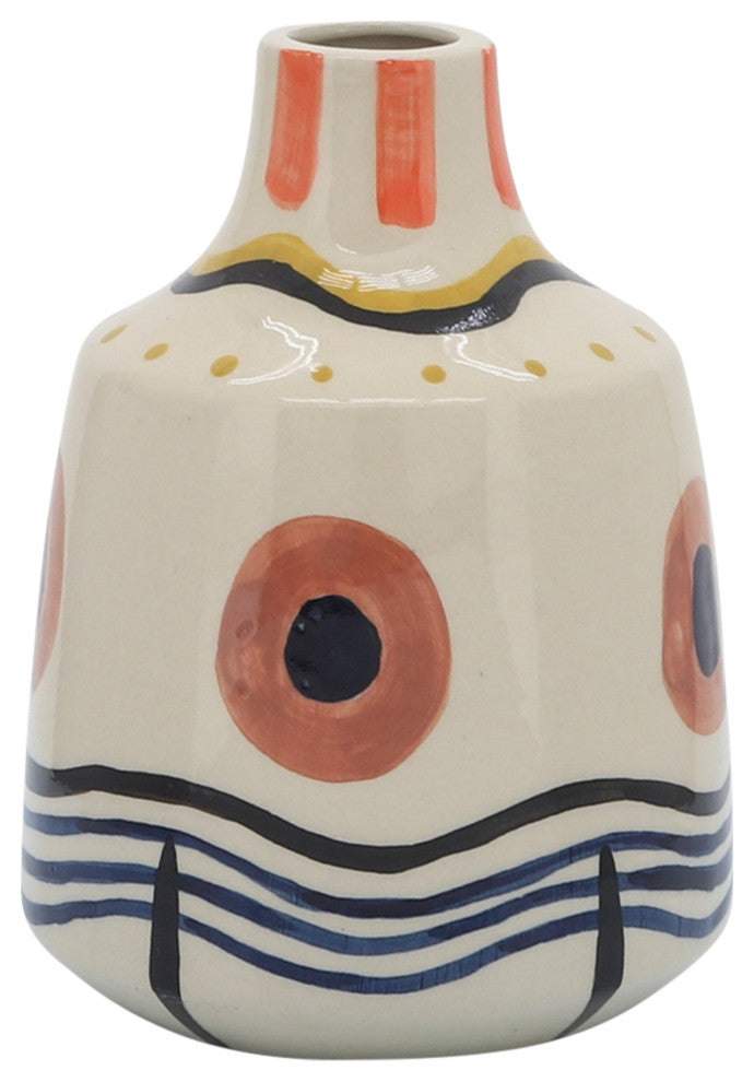 Ceramic 8"H Tribal Vase, Multi