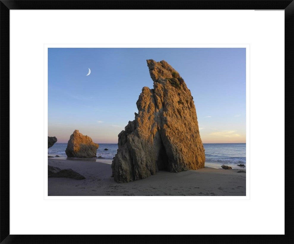 Crescent Moon Over El Matador Beach, Malibu, California, 22"x18"