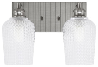 Edge 2-Light Bath Bar, Brushed Nickel Finish, 5" Clear Textured Glass