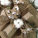 Handmade Deco Mesh Wreath, Cotton Blossom, Burlap