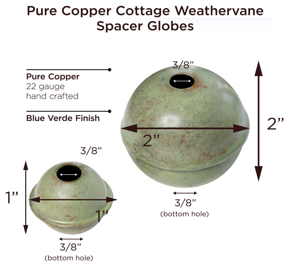 Copper Large Weathervane 2" and 4" Spacer Ball Set, Blue Verde Copper