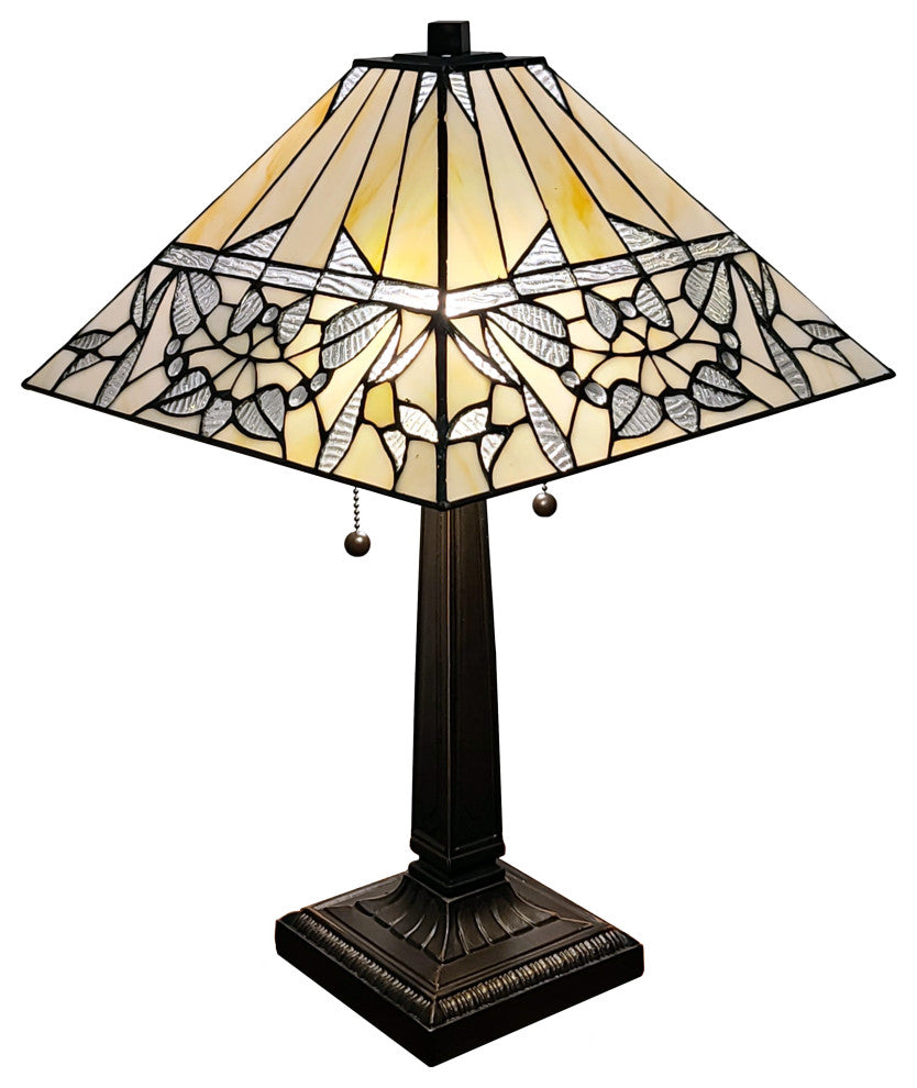 Tiffany Style 2 Light Antique Table Lamp, 23" Tall