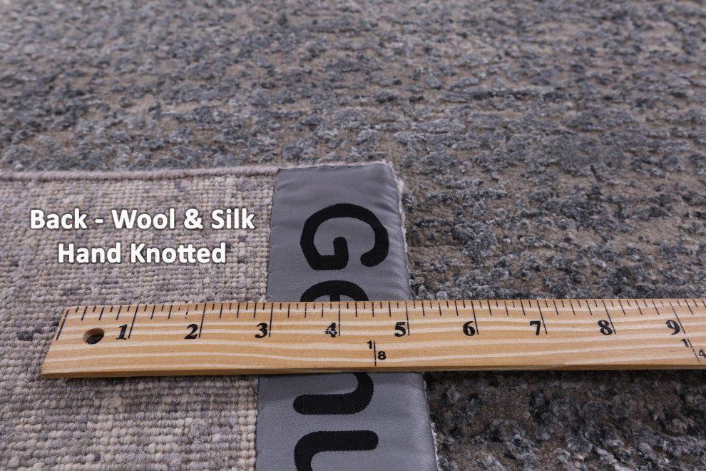 3' 11" X 12' 2" Runner Wool and Silk Hand Knotted Modern Rug Q9087