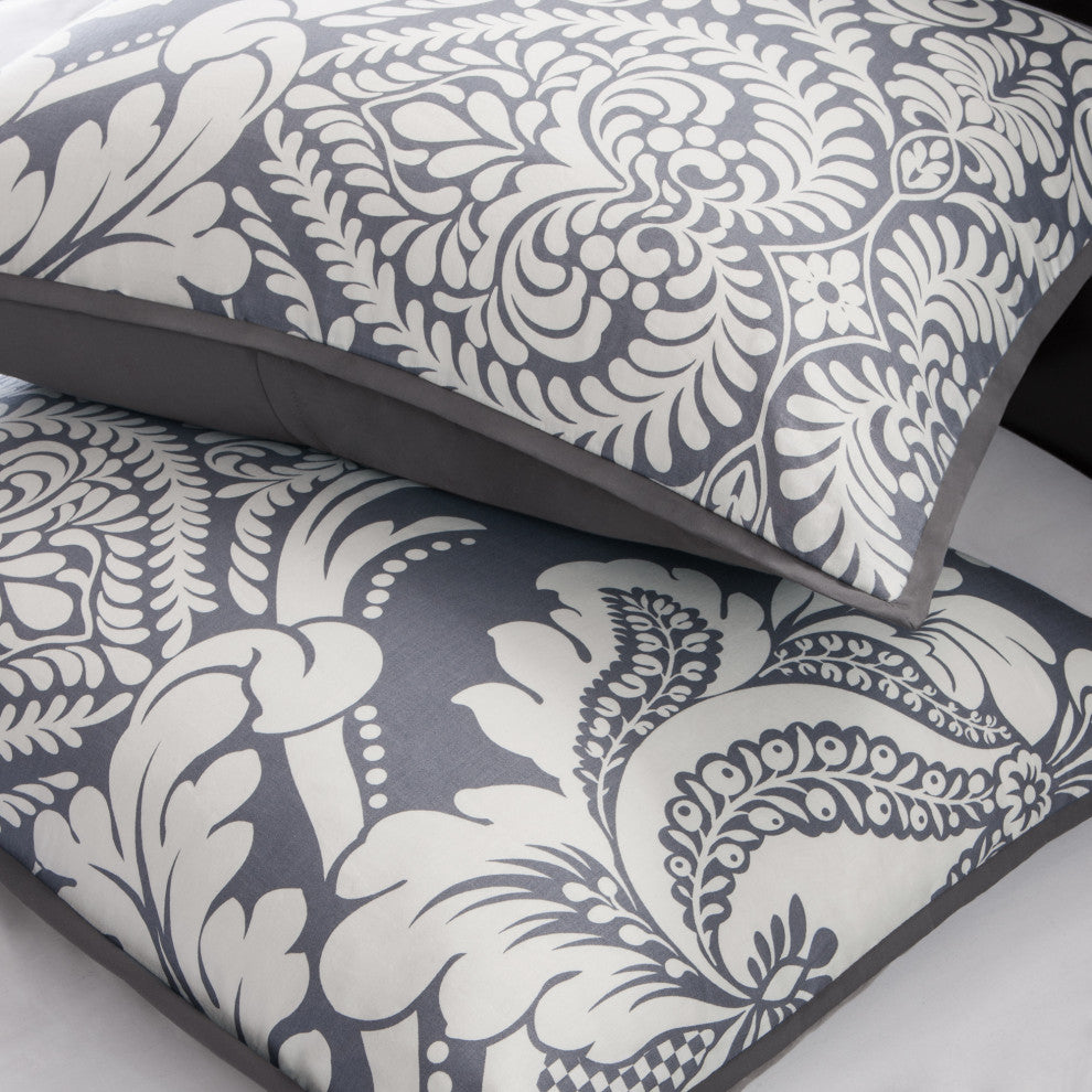 Madison Park Vienna Traditional 6-Piece Duvet Set, Grey, King