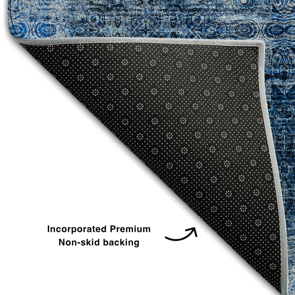 Premium Machine Washable Mayfield AMF557 Navy 8' x 10' Rug