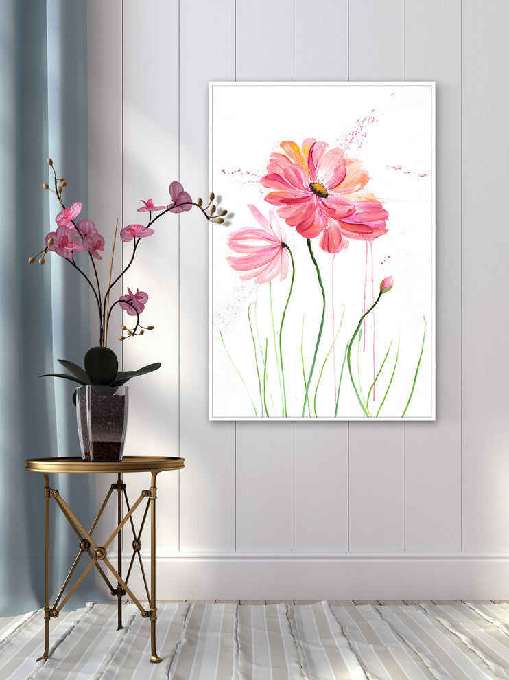 Marmont Hill, "Flower Shower I" by Julie Joy Floater Framed on Canvas, 12x18