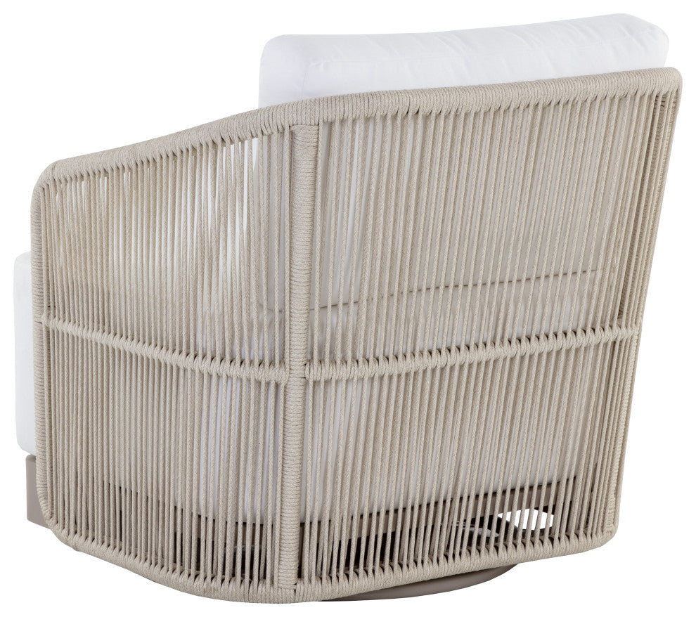 Allariz Swivel Armchair, Greige, Stinson White