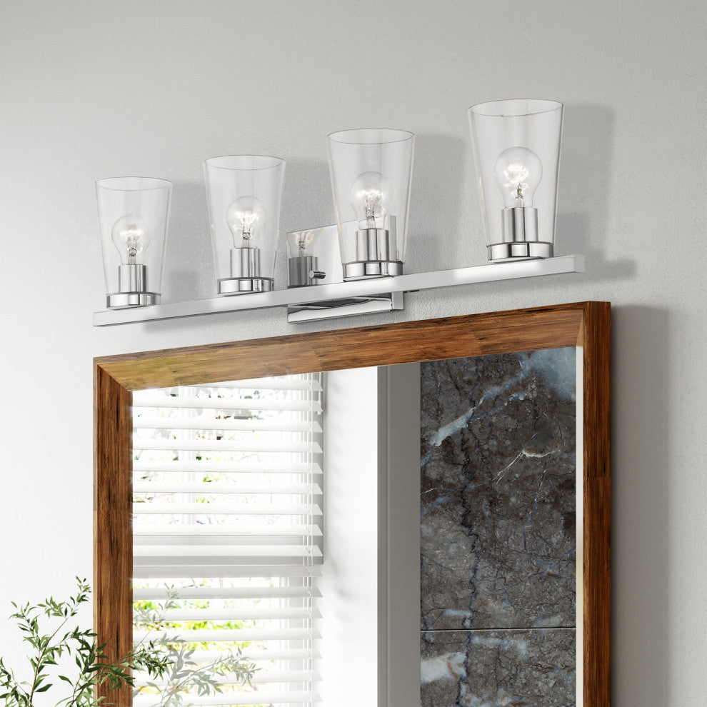 Cityview 4 Light Polished Chrome Large Vanity Sconce