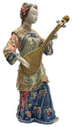Chinese Porcelain Qing Style Dressing Pipa Playing Lady Figure