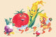 Dancing Happy Vegetables - Gallery Wrapped Canvas Art 28" x 42"