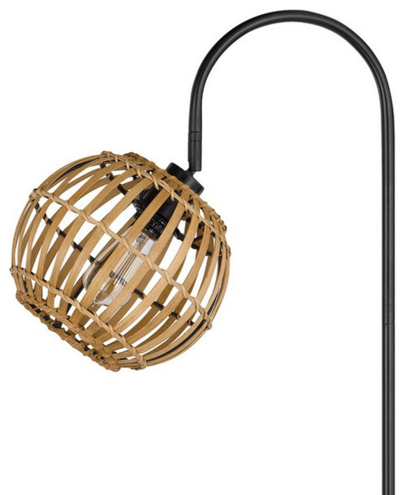 63" Black Traditional Shaped Floor Lamp With Brown Globe Shade