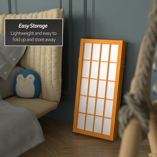 2' Tall Desktop Window Pane Shoji Screen, Honey, 4 Panels
