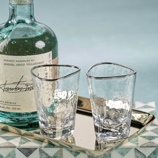 Kampari Triangular Shot Glasses with Platinum Rim, Set of 6