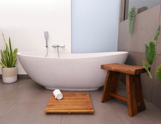 Nordic Style Oiled Teak Shower and Bath Mat 19.6"³x19.6"³