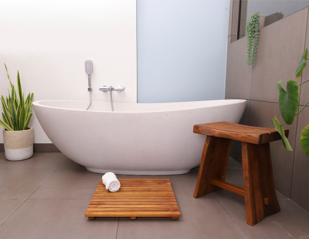 Nordic Style Oiled Teak Shower and Bath Mat 19.6"³x19.6"³