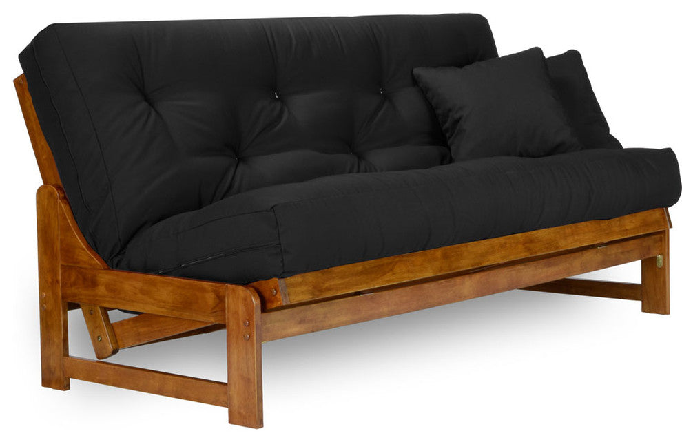Arden Futon Set - Frame, 8" Mattress, Black, Queen