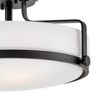 Hinkley Harper 18" Large Semi-Flush Ceiling Light, Black + Etched Opal