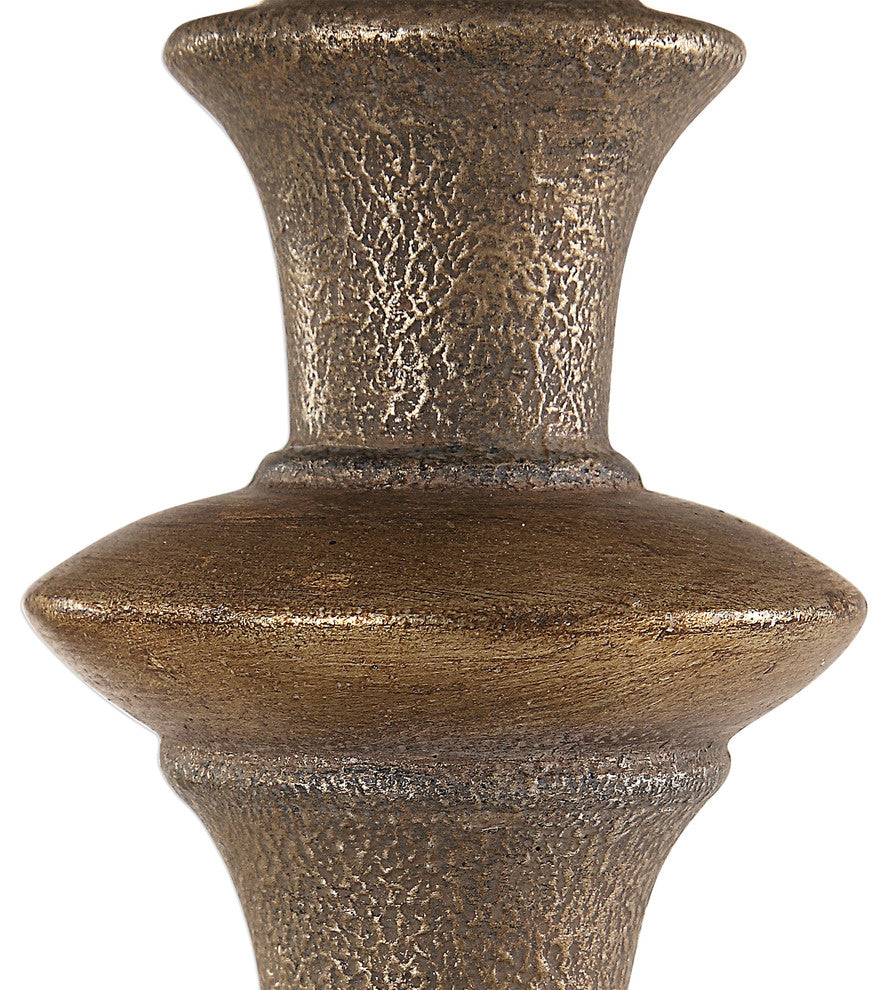 Classic Tall Silver Bronze Floor Lamp | Traditional Thin Metal Pole Ivory Shade