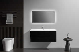 Aurora Wall Mount Vanity, White Acrylic Top, Matte Midnight Black, 48"