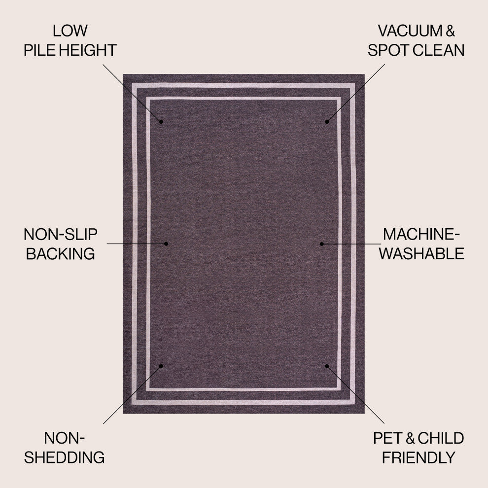 Sloane Classic 2-Stripe Border Washable Area Rug