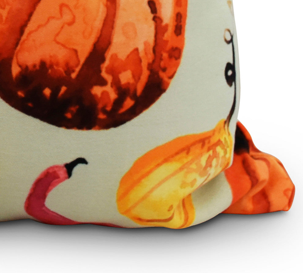 16" Gourds Galore Light Green Fall Print Decorative Throw Pillow