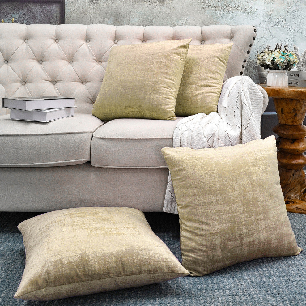 Serenta Textured Velvet Pillow Shell, Set of 4, Almond Buff