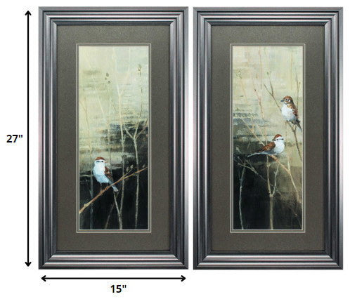15" X 27" Gunmetal Gray Frame Sparrows Dusk (Set Of 2)
