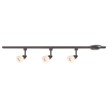 3-Light Hammered Antique Bronze Metal Shade Linear Track Lighting Kit