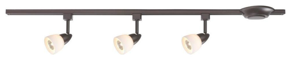 3-Light Hammered Antique Bronze Metal Shade Linear Track Lighting Kit