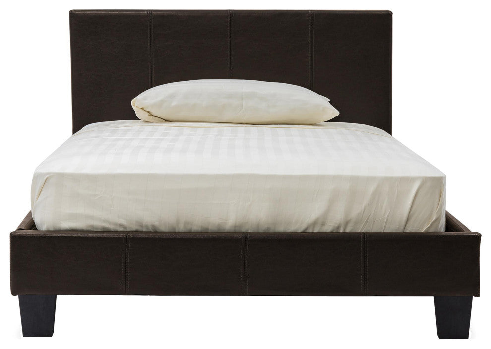 Furniture of America Ramone Faux Leather King Platform Bed in Espresso