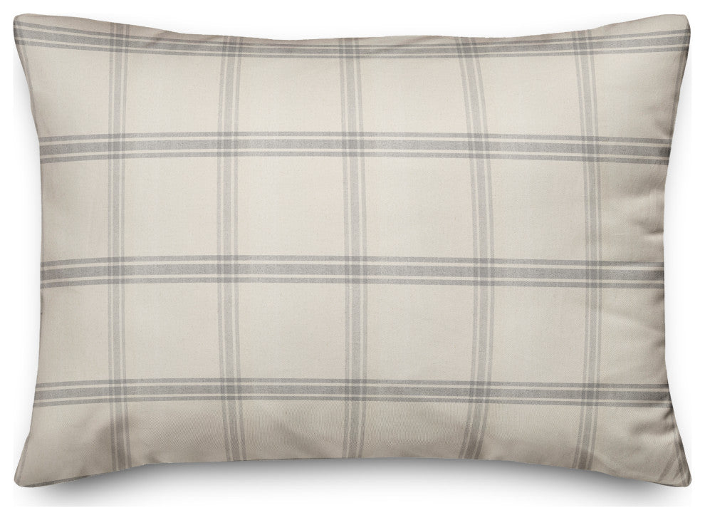 Gray Plaid Linen 14x20 Spun Poly Pillow