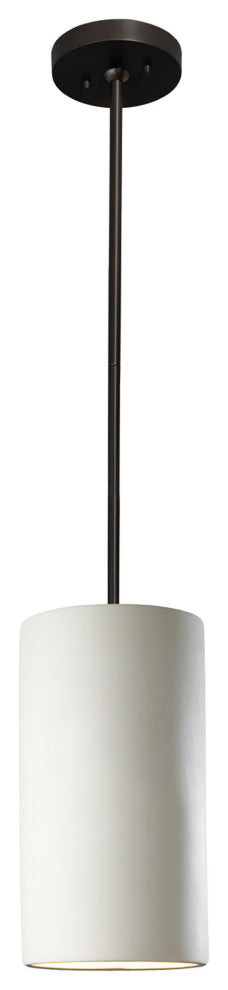 Large Cylinder Pendant, Bisque, Matte Black, Incandescent