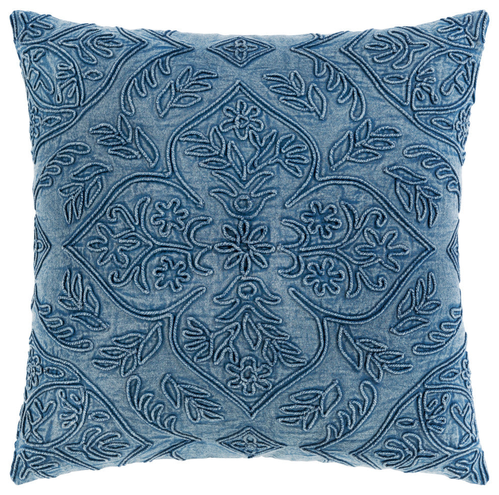 Surya Wedgemore WGM-001 18"x18" Pillow Cover, Dark Blue