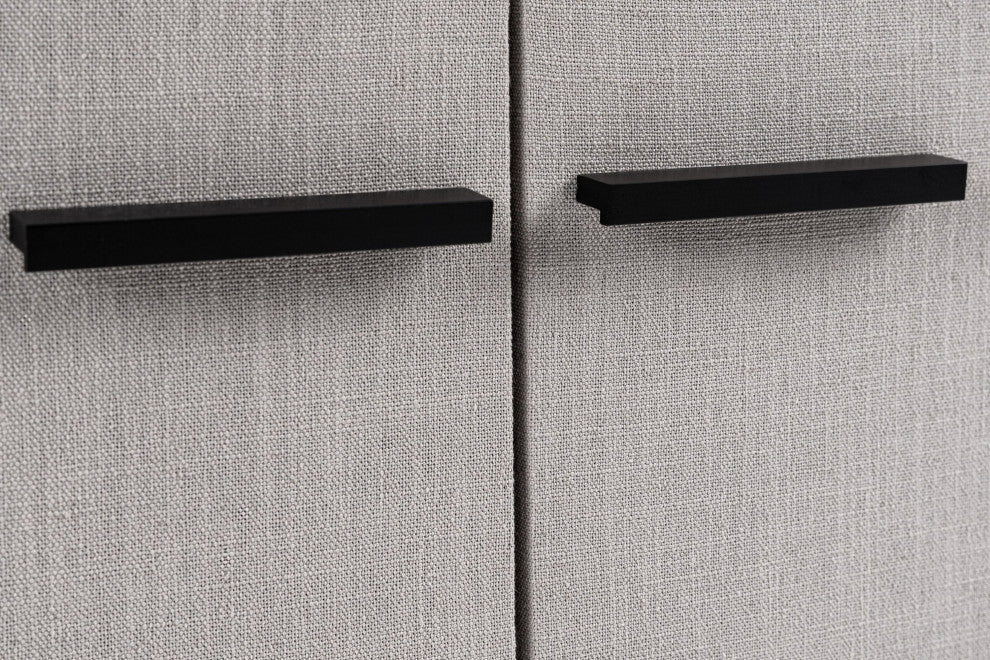 Modrest Hobart Modern Beige Fabric and Black Metal Buffet